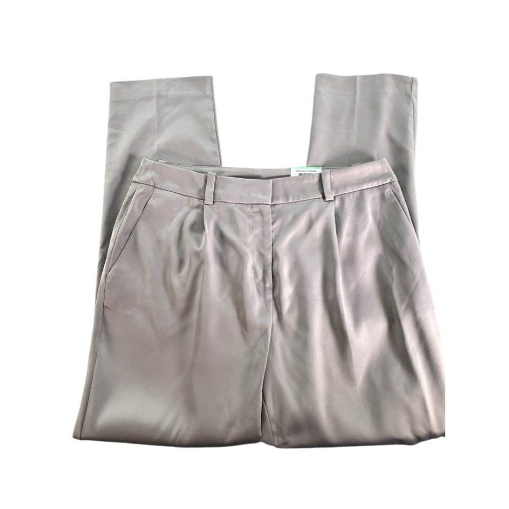Alfani Pleated Pants 8 Medium Slim-Fit Women's Taupe Stretch NEW